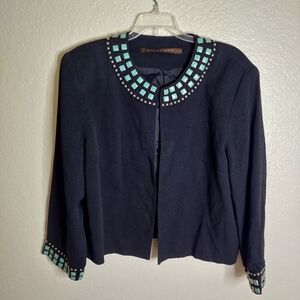 Beautiful Vintage Double D Ranch Black Blazer with Turquoise Accents Western